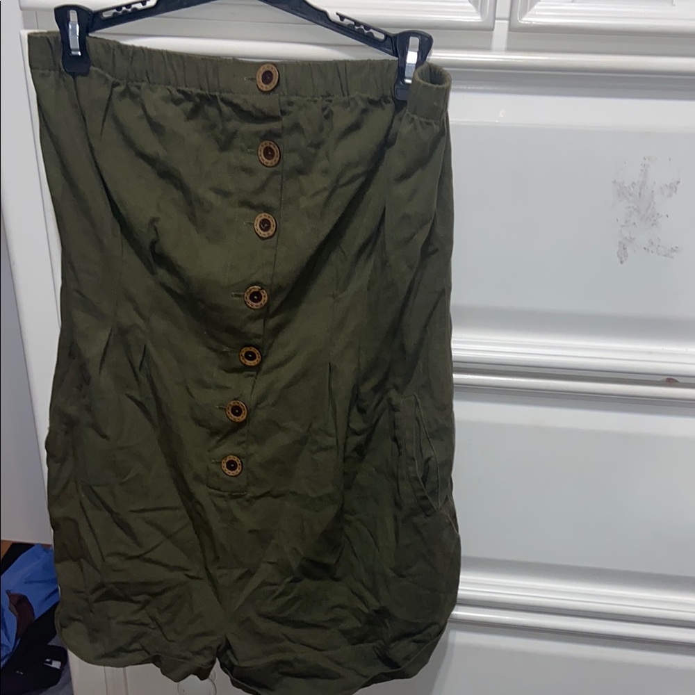 Olive Button-Front Romper